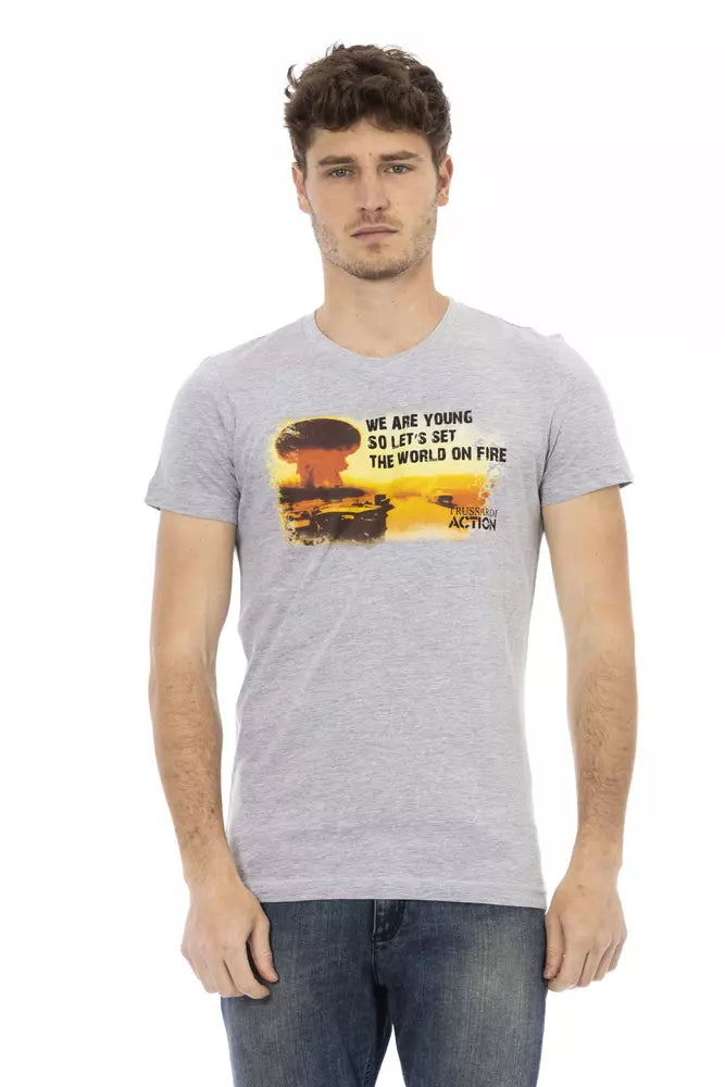 T-shirt à manches courtes Trussardi Action Chic en graphite avec imprimé sur le devant