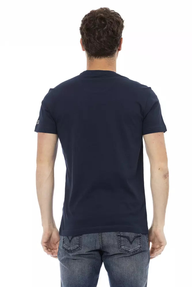 Camiseta azul de verano Trussardi Action Sleek con estampado exclusivo en el frente