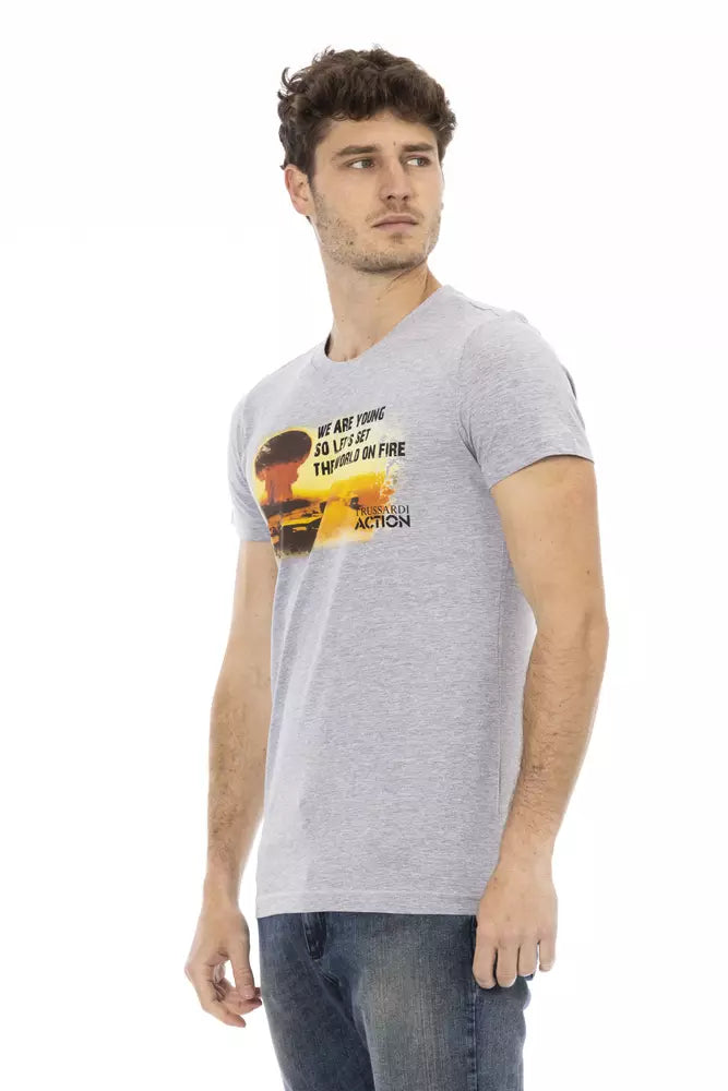 T-shirt à manches courtes Trussardi Action Chic en graphite avec imprimé sur le devant