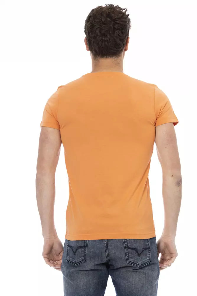 Camiseta Trussardi Action de mezcla de algodón naranja con estampado elegante en el frente