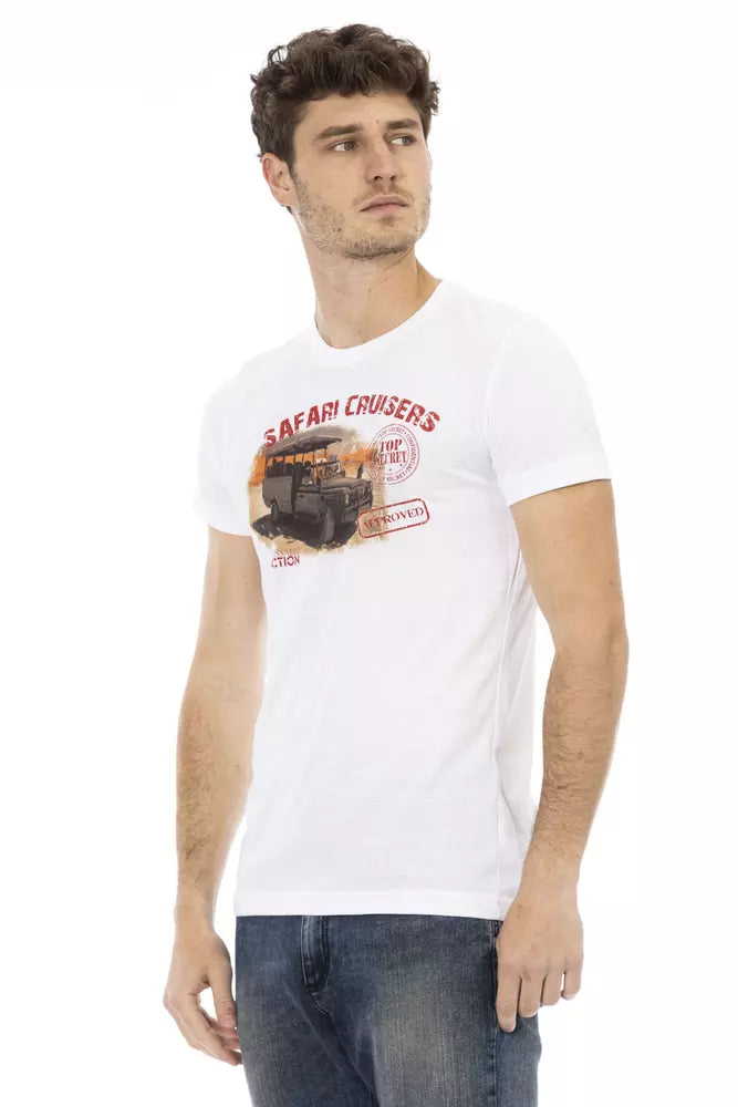 T-shirt blanc imprimé Trussardi Action Sleek avec un confort supérieur