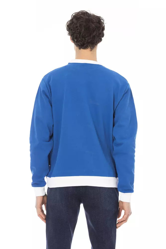 Sudadera elegante de algodón azul de manga larga Baldinini Trend