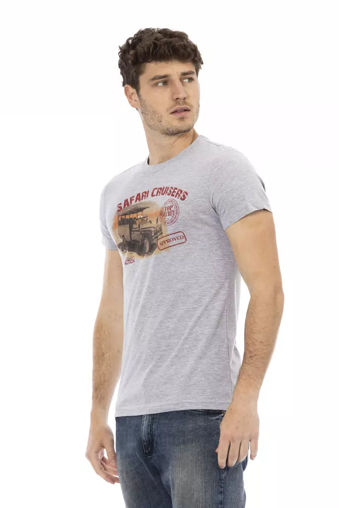 Camiseta de cuello redondo y manga corta gris Trussardi Action Chic