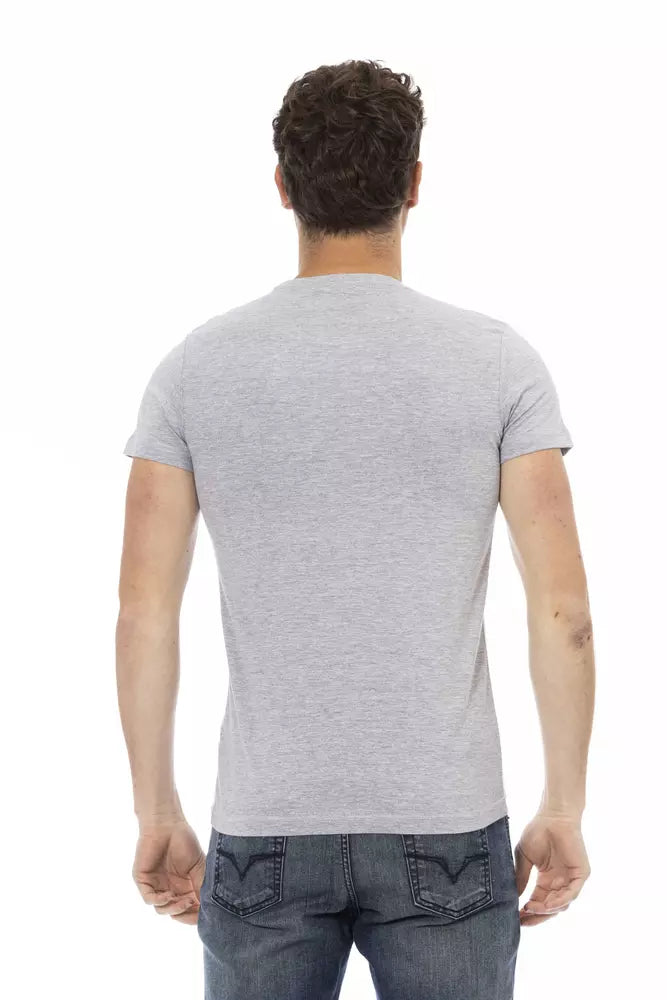 T-shirt gris à manches courtes et col rond Trussardi Action Chic