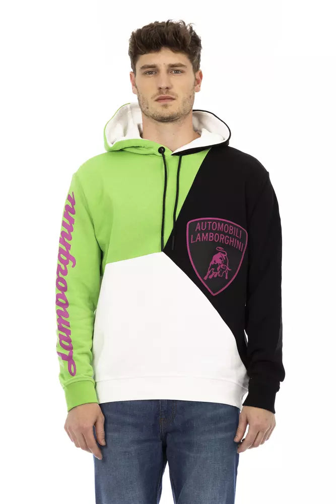 Sudadera elegante de algodón con capucha blanca de Automobili Lamborghini