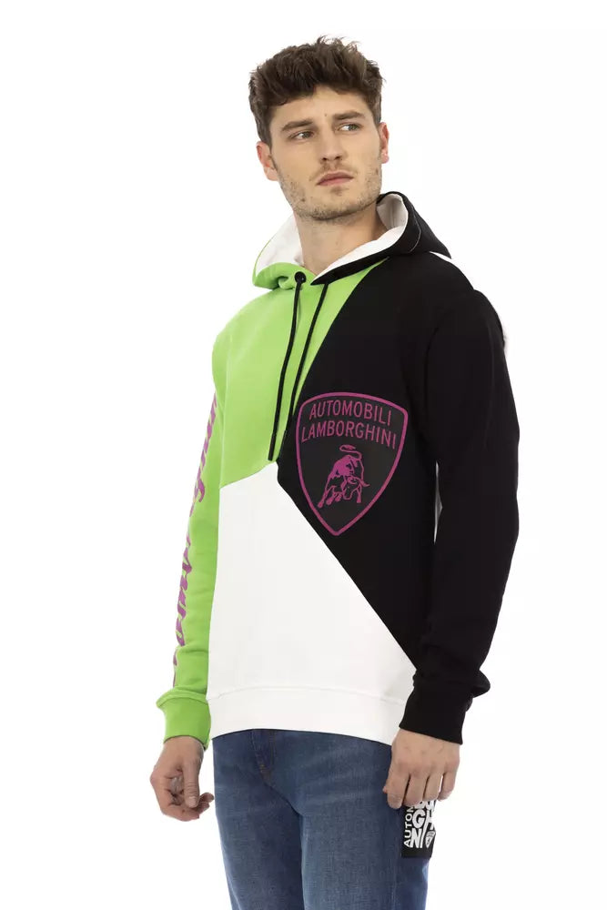 Sweat-shirt à capuche en coton blanc élégant Automobili Lamborghini