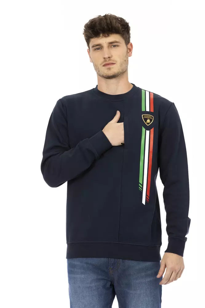 Sweat-shirt ras du cou bleu avec emblème de bouclier élégant de Automobili Lamborghini