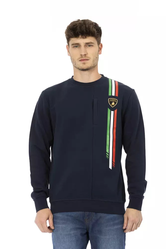 Sudadera con cuello redondo azul con el emblema del escudo elegante de Automobili Lamborghini