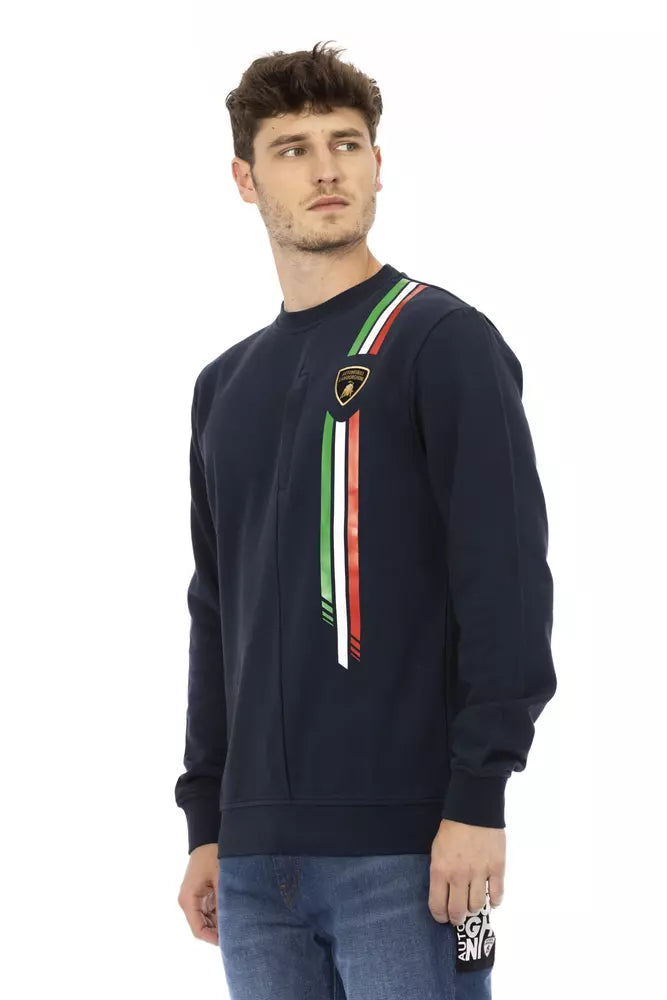 Sweat-shirt ras du cou bleu avec emblème de bouclier élégant de Automobili Lamborghini