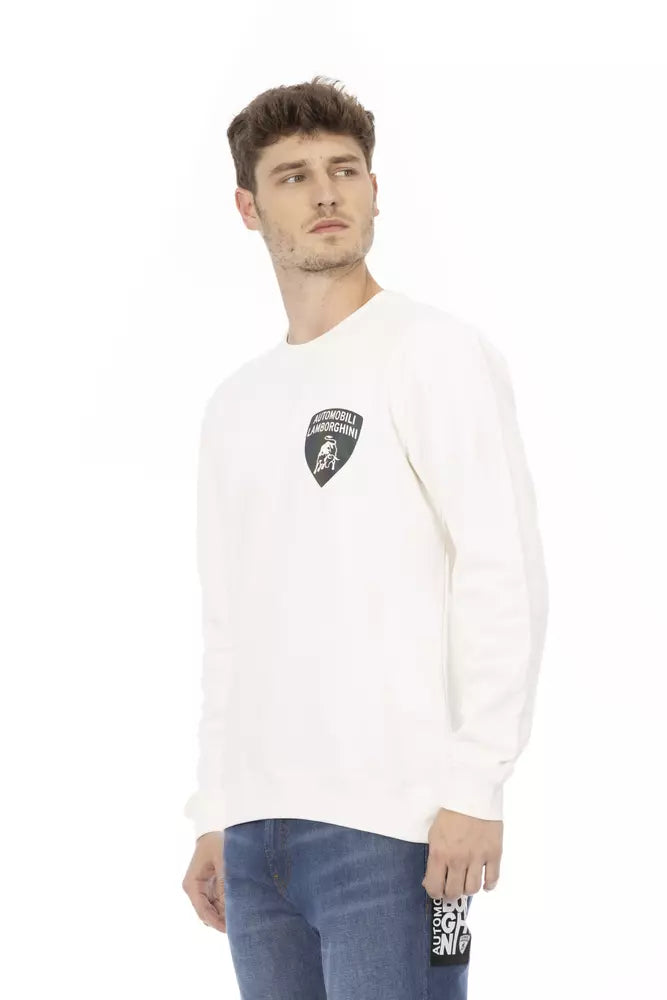 Pull ras du cou blanc élégant avec logo bouclier Automobili Lamborghini