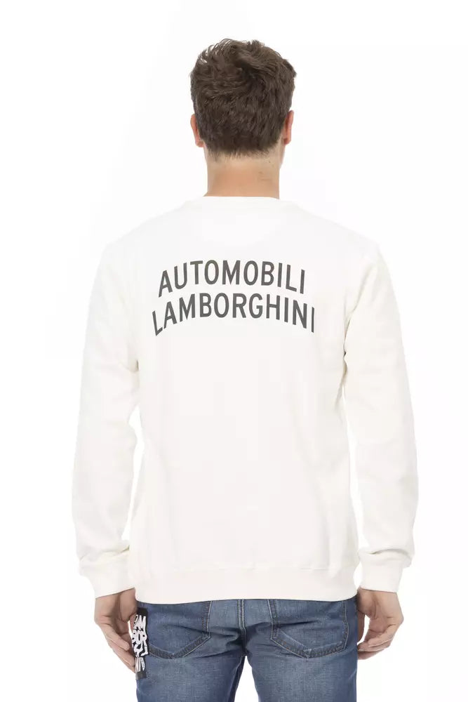 Pull ras du cou blanc élégant avec logo bouclier Automobili Lamborghini