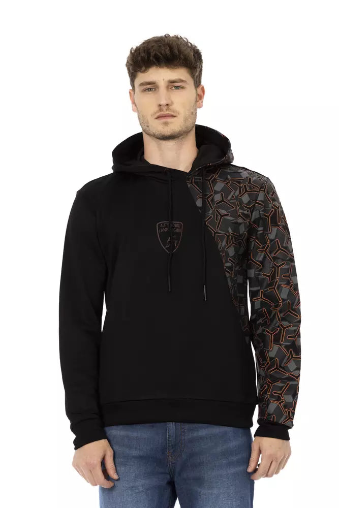 Sudadera con capucha de algodón negra elegante de Automobili Lamborghini