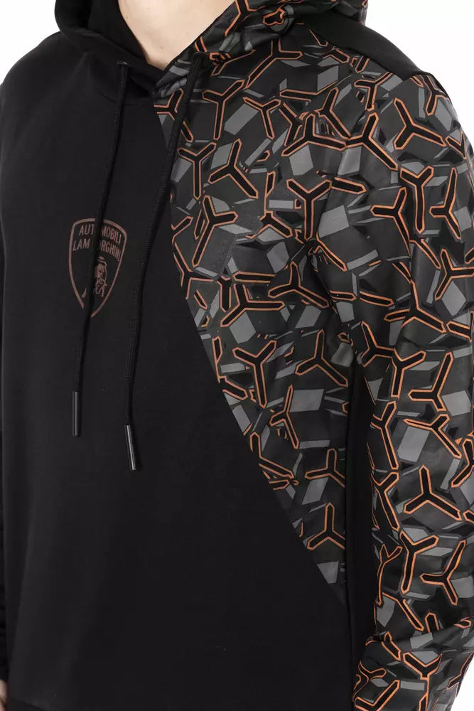 Sudadera con capucha de algodón negra elegante de Automobili Lamborghini