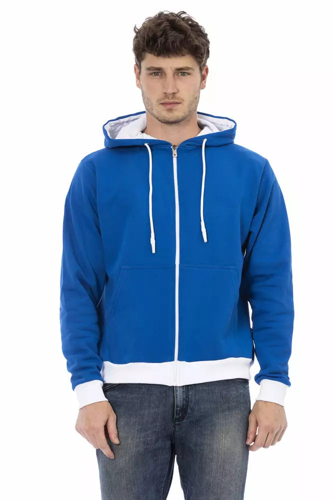 Sudadera con capucha elegante de lana azul con cierre de cremallera Baldinini Trend