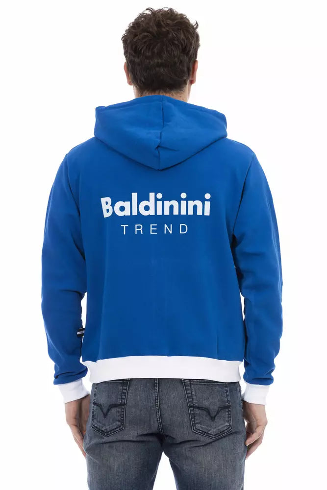 Sweat à capuche élégant en laine bleue avec fermeture à glissière Baldinini Trend