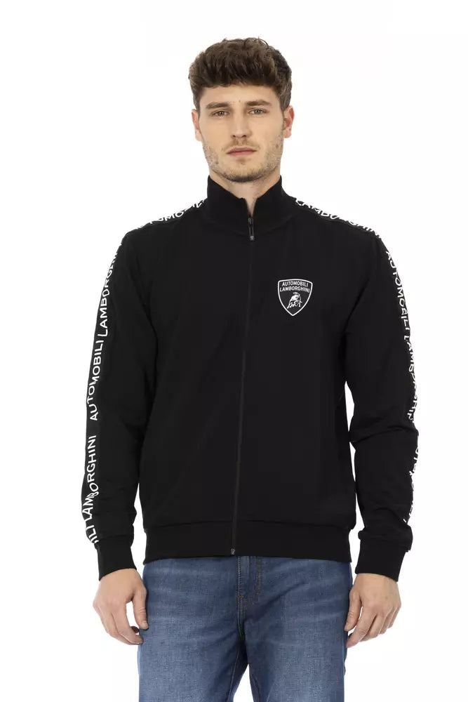 Automobili Lamborghini Black Polyester Men Sweater with Side Pockets