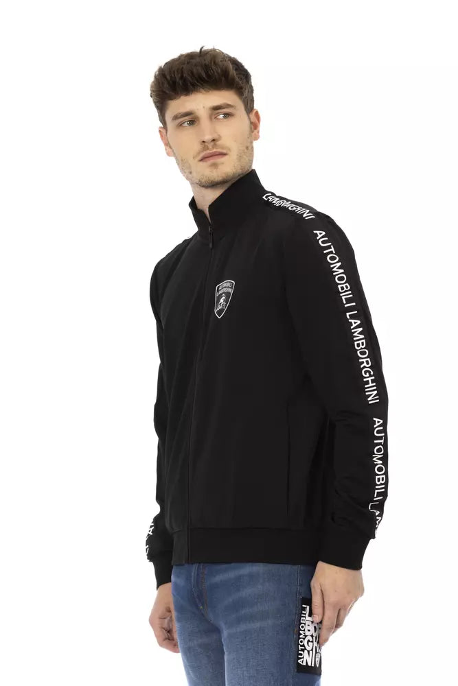 Automobili Lamborghini Black Polyester Men Sweater with Side Pockets