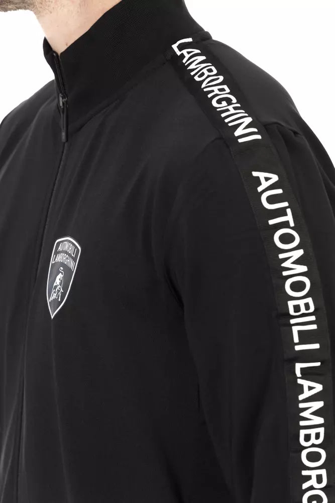 Automobili Lamborghini Black Polyester Men Sweater with Side Pockets