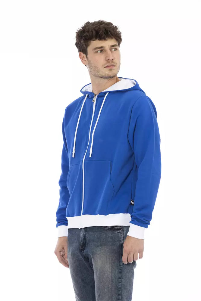 Sweat à capuche élégant en laine bleue avec logo arrière Baldinini Trend