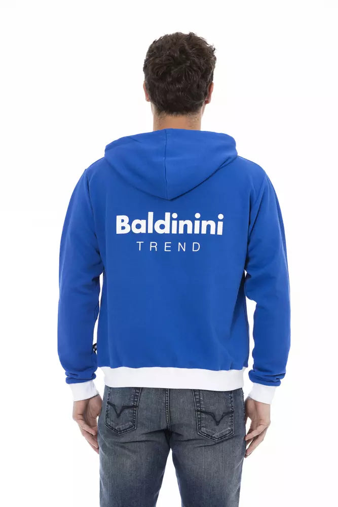 Sweat à capuche élégant en laine bleue avec logo arrière Baldinini Trend