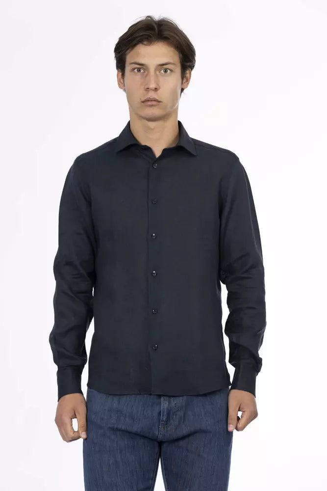 Baldinini Trend Sleek camisa ajustada de lino para hombre