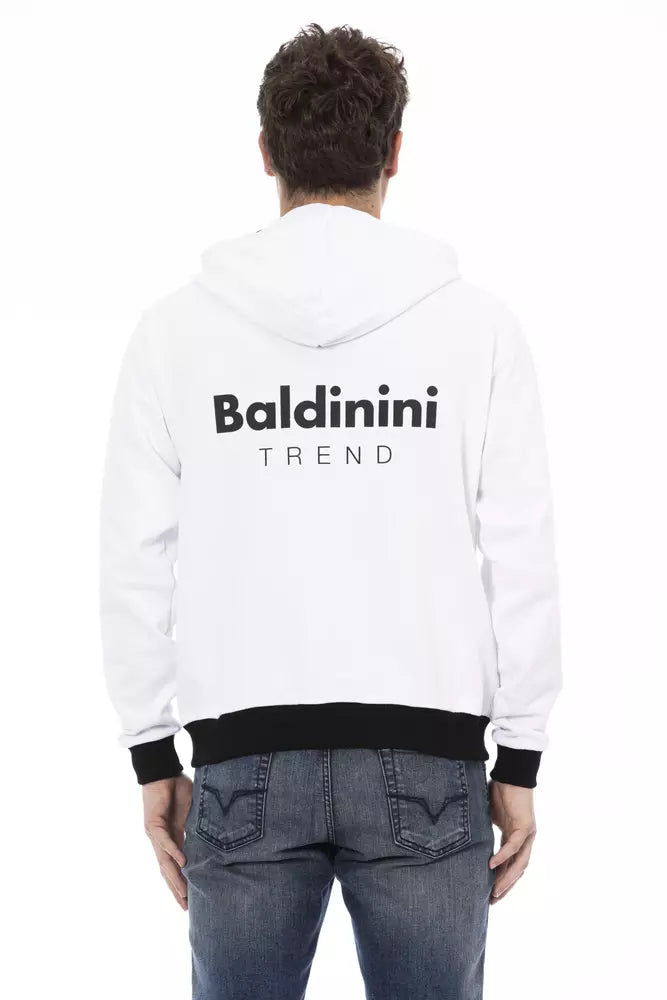 Sudadera con capucha elegante de algodón blanco con cierre de cremallera Baldinini Trend