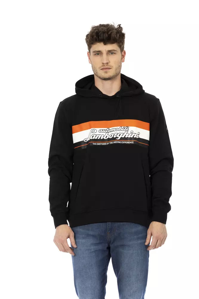 Sudadera con capucha elegante de algodón de Automobili Lamborghini con el icónico logotipo en la manga