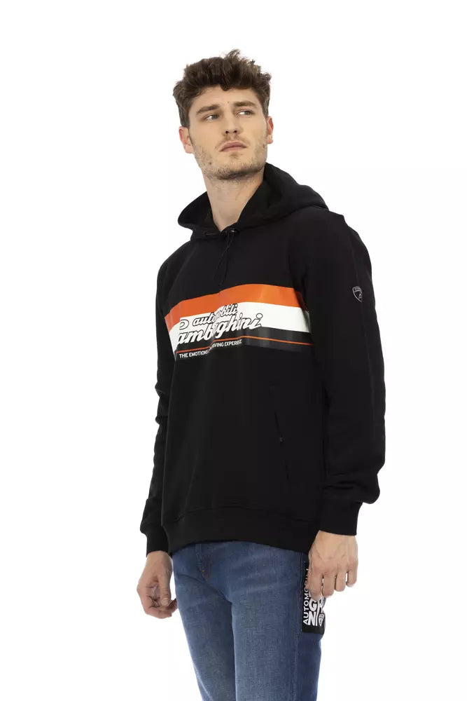 Sweat à capuche en coton élégant Automobili Lamborghini avec logo emblématique sur la manche