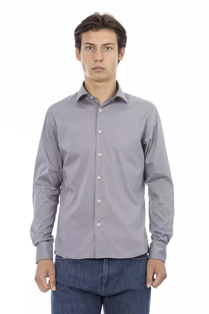 Camisa de diseño de corte entallado en color gris elegante de Baldinini Trend