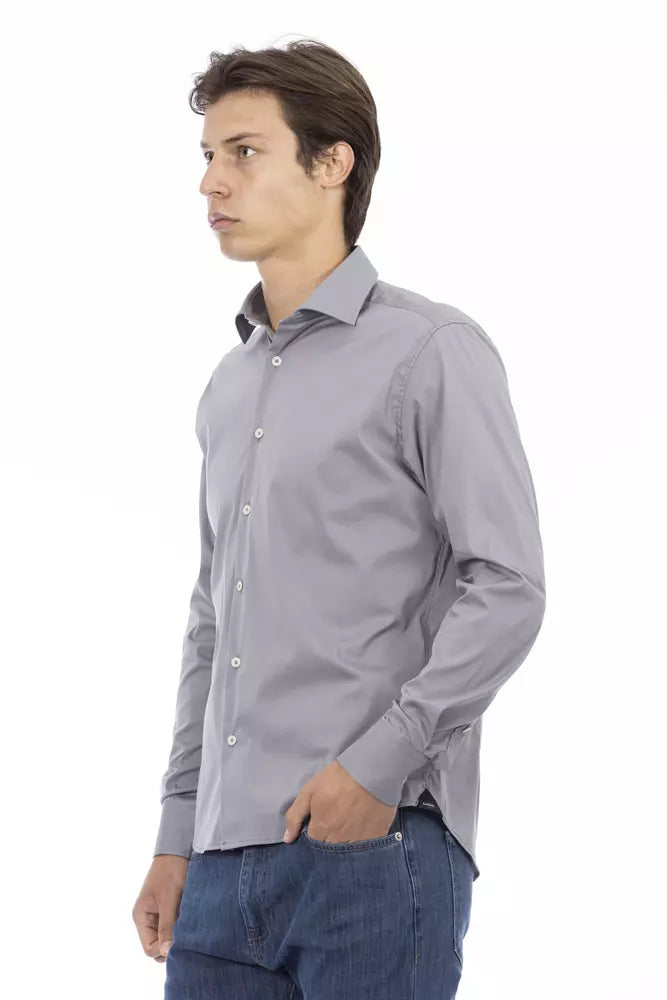 Camisa de diseño de corte entallado en color gris elegante de Baldinini Trend