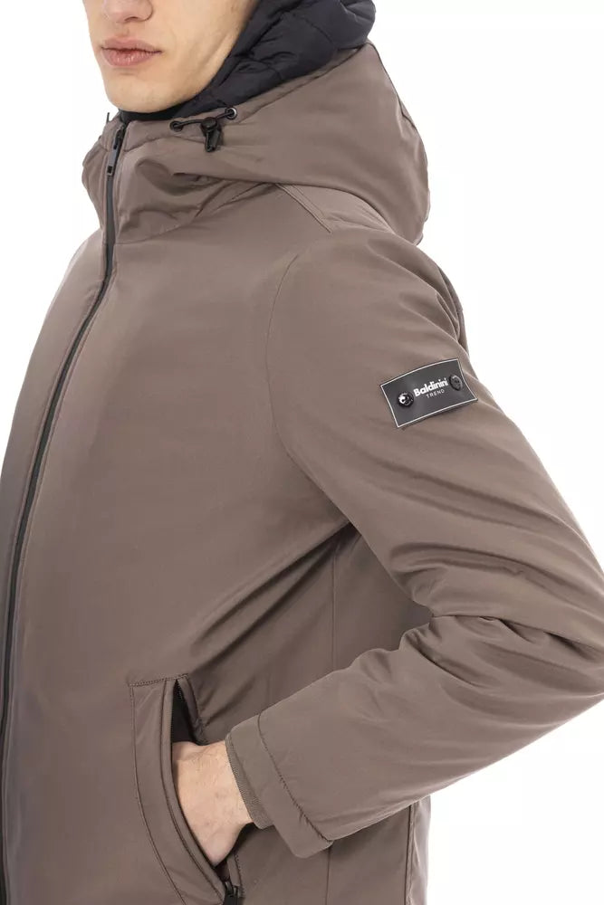 Veste longue beige chic tendance Baldinini avec détail monogramme