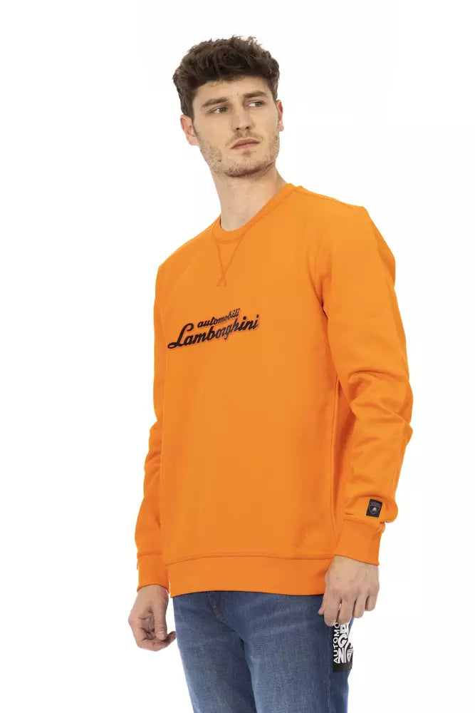 Sudadera elegante de cuello redondo y manga con logotipo de Automobili Lamborghini en color naranja