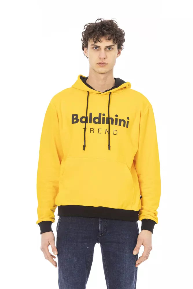 Sweat à capuche en coton jaune soleil Baldinini Trend avec logo sur le devant