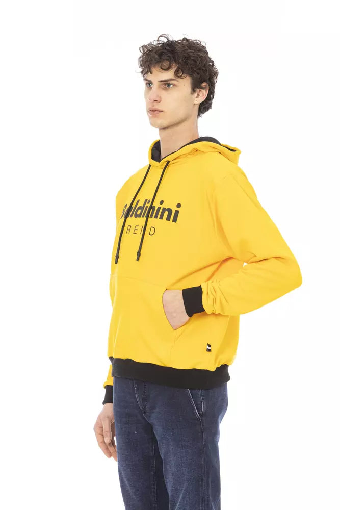 Sweat à capuche en coton jaune soleil Baldinini Trend avec logo sur le devant