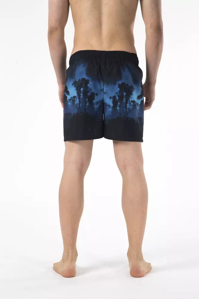 Shorts de playa elegantes con estampado y logotipo bordado de Just Cavalli