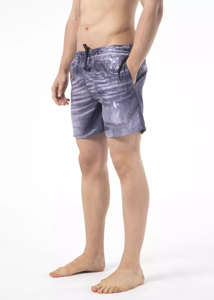 Shorts de playa con estampado elegante en azul de Just Cavalli