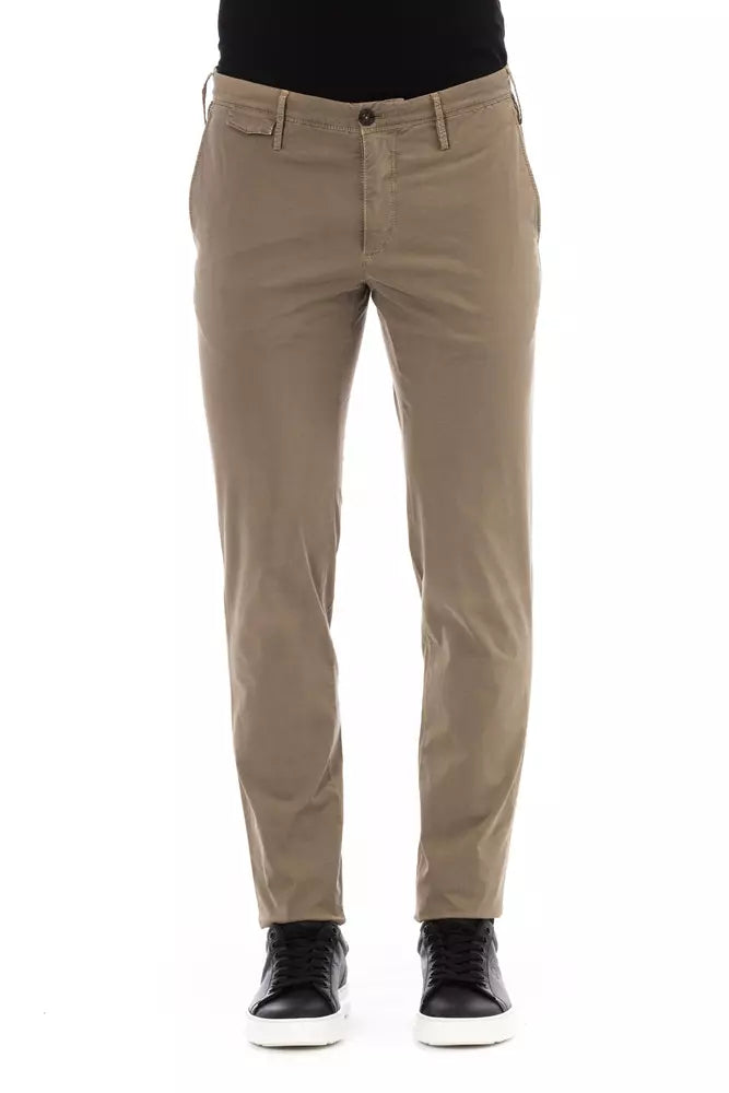 Pantalón elegante de mezcla de algodón beige PT Torino