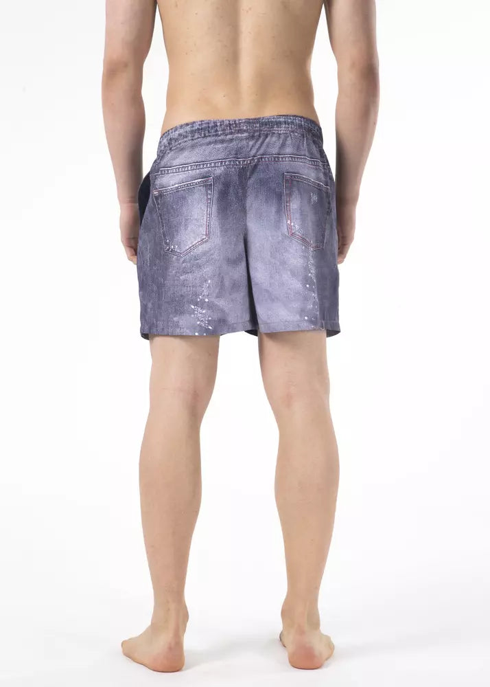 Shorts de playa con estampado elegante en azul de Just Cavalli