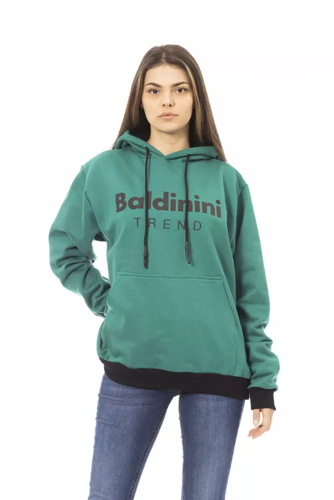 Sudadera con capucha elegante de algodón polar negra Baldinini Trend