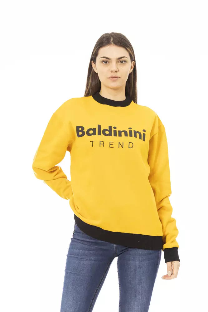 Sweat à capuche en coton polaire jaune Baldinini Trend Chic avec logo