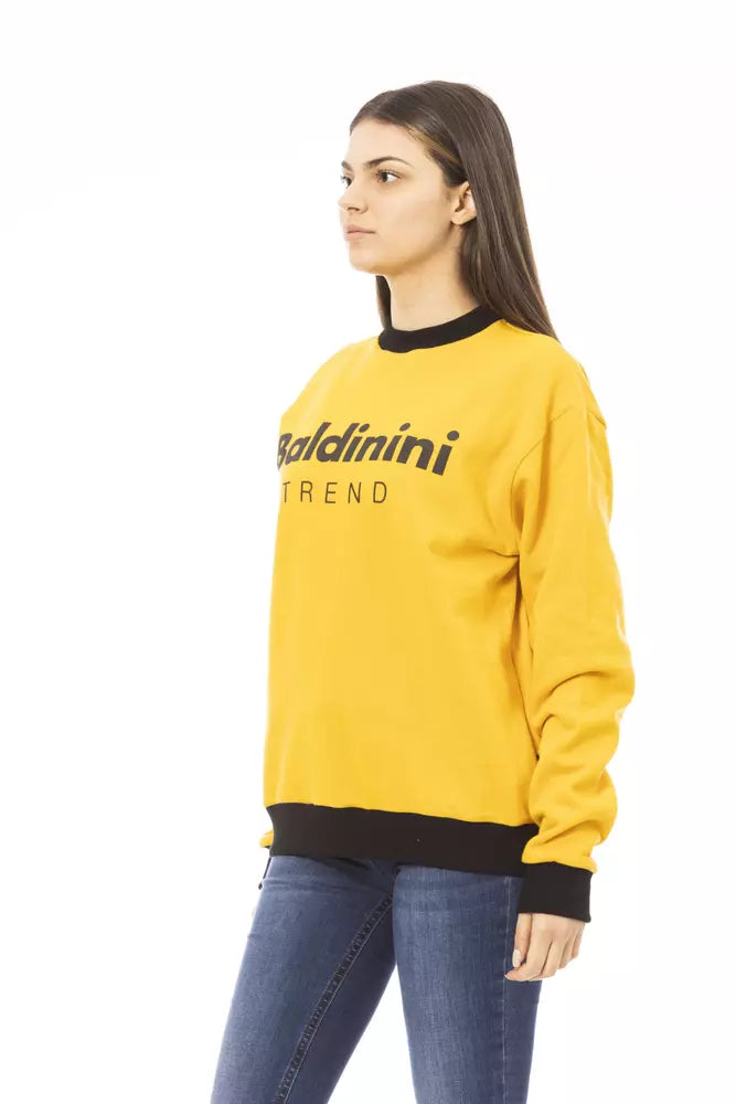 Sweat à capuche en coton polaire jaune Baldinini Trend Chic avec logo