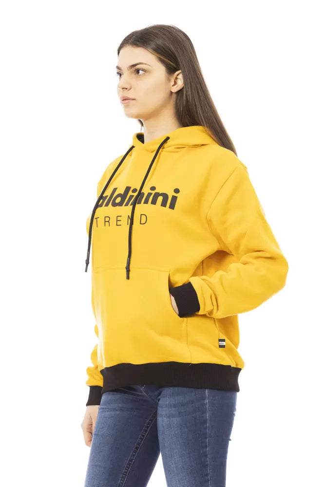 Sudadera con capucha Baldinini Trend Chic de algodón amarillo con bolsillo grande