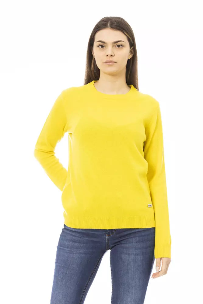 Pull ras du cou en laine et cachemire Baldinini Trend Chic en jaune