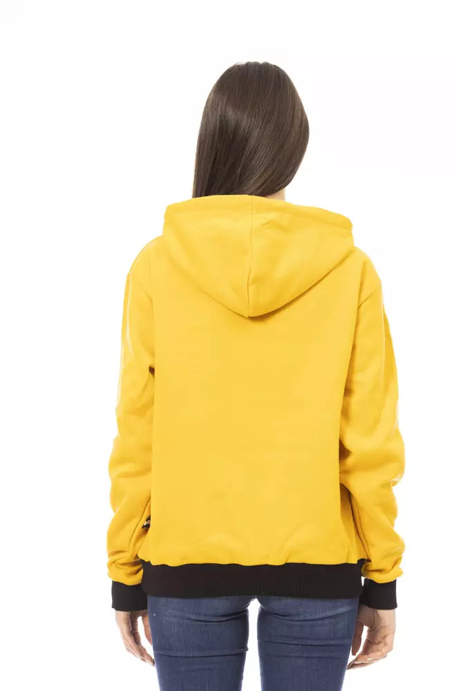 Sweat à capuche en coton polaire jaune Baldinini Trend Chic avec poche maxi