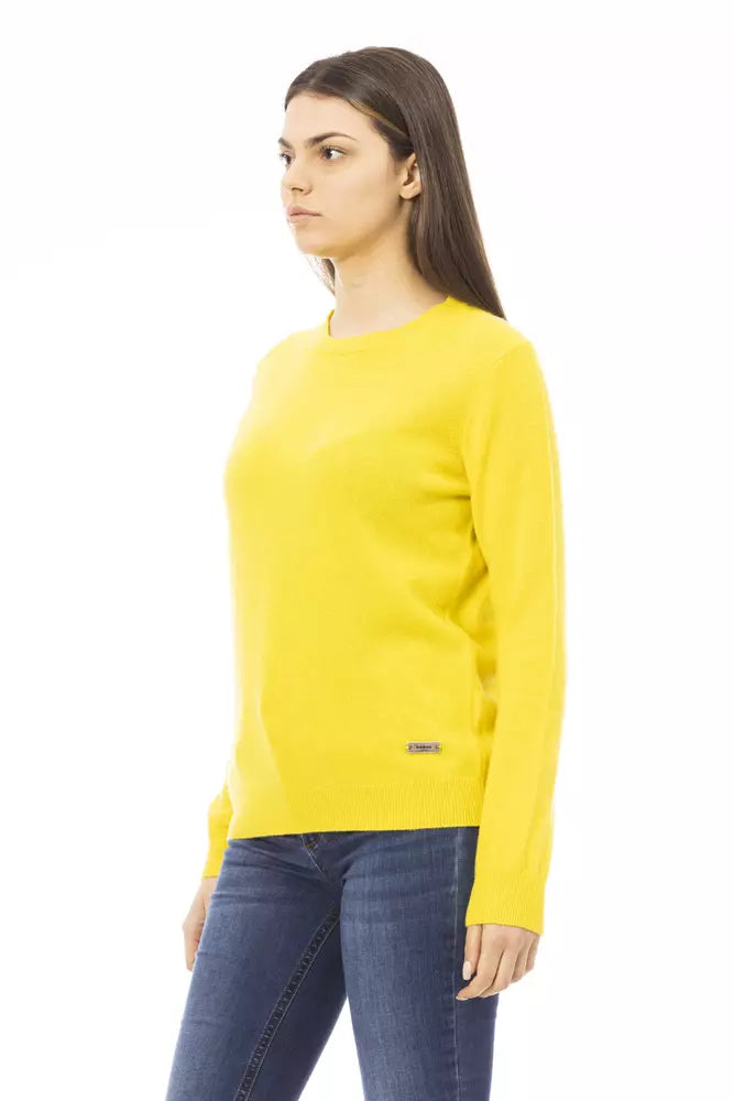 Pull ras du cou en laine et cachemire Baldinini Trend Chic en jaune