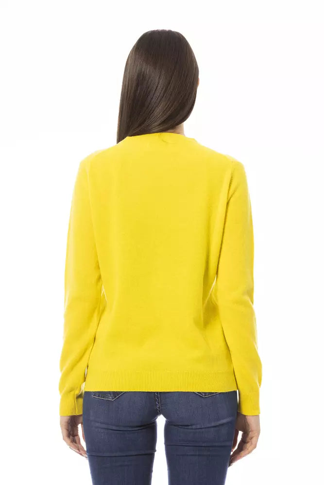 Pull ras du cou en laine et cachemire Baldinini Trend Chic en jaune