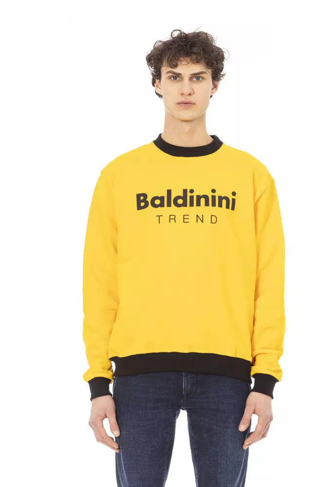 Sweat à capuche en coton jaune radieux Baldinini Trend avec logo