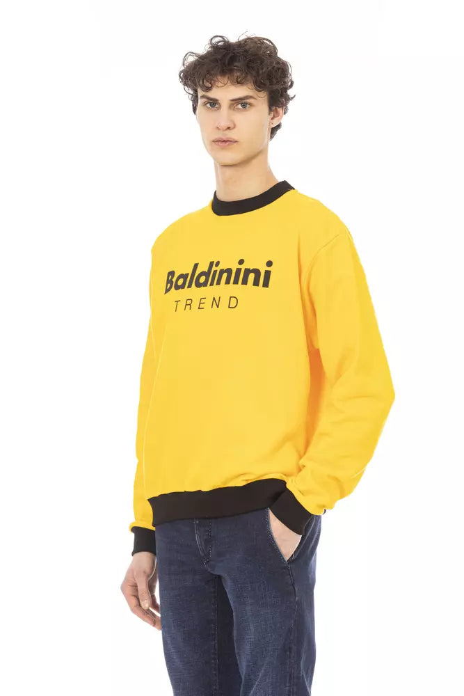 Sudadera con capucha de algodón amarillo radiante con detalle de logotipo de Baldinini Trend