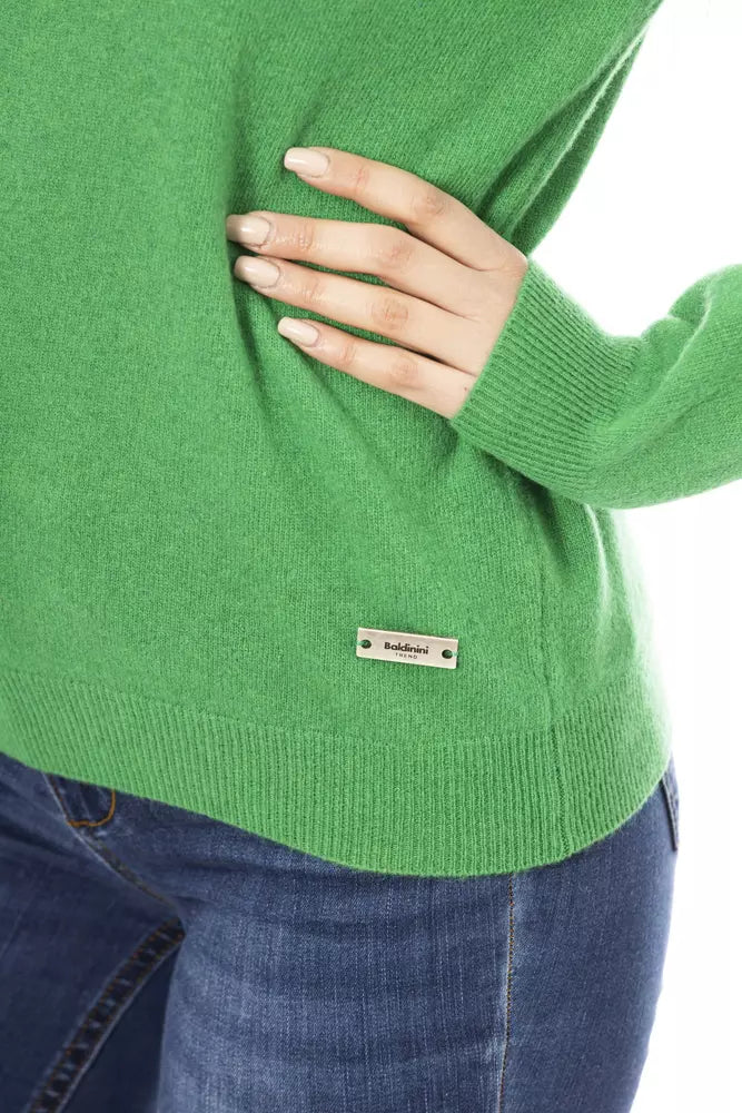 Pull col rond élégant en laine et cachemire vert Baldinini Trend