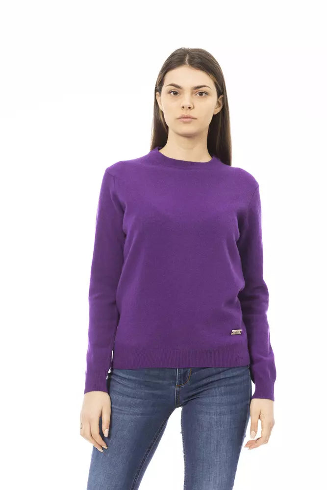 Pull ras du cou en laine et cachemire mélangés violet Baldinini Trend